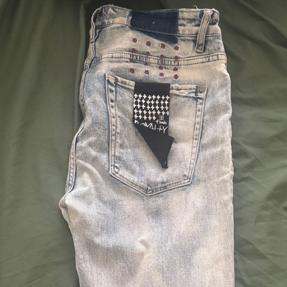 Ksubi Light Blue Skinny Jeans with Distressed Details